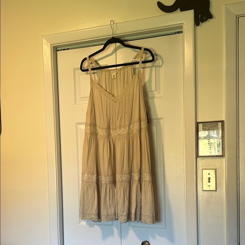 Torrid Festi Cream Lace Trim Dress